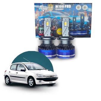 هدلایت نور بالا پژو 206 مدل M100 Pro لنزو زرد آفتابی فابریک اورجینال | گارانتی (2عددی) 1231