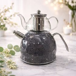 کتری و قوری سوتی لعابی 002 هوم لوکس