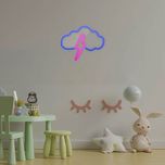 چراغ دیواری نئون دیزاین طرح Cloud-Vs-Lightning_BL*256