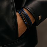 دستبند چرم و سنگ طبیعی مردانه دولایه چرم برسانو مدل موج نیمه‌شب کد 3399