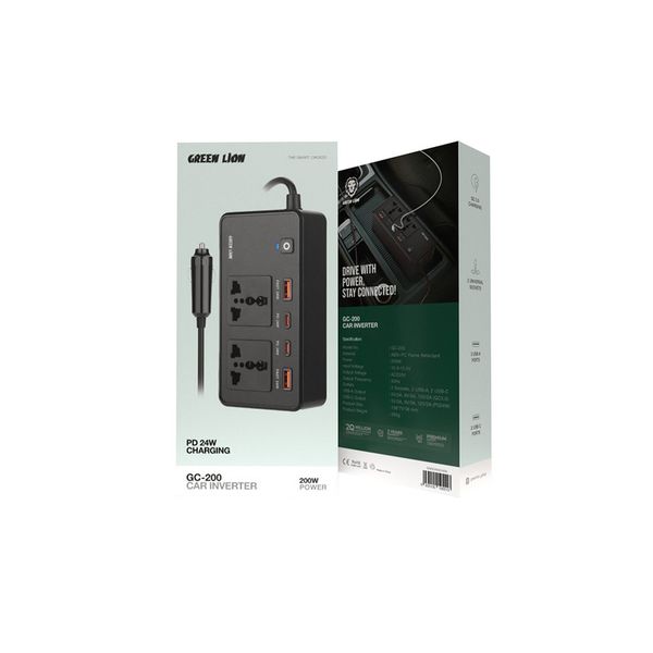 اینورتر فندکی گرین لاین مدل GC-200 ظرفیت 200 وات