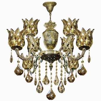 لوستر 8 شعله دوگل کوچک سبک تمام برنز