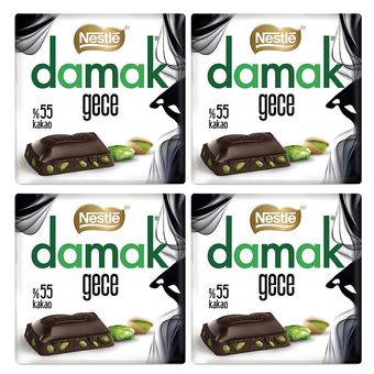 شکلات تلخ با مغز پسته داماک - 60 گرم بسته چهار عددی