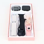 ست ساعت هوشمند دخترانه به همراه ایرپاد شیشه ای و ست جواهرات نگینی مدل WS x18 mini