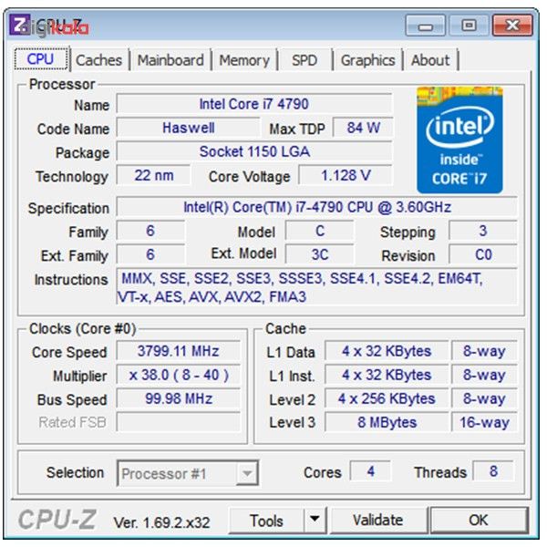 پردازنده cpu مدل i7 4790 tray