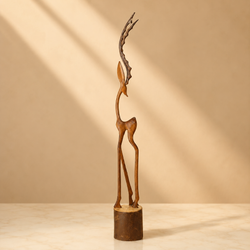 مجسمه چوبی غزال طرح همراه تک