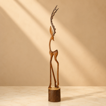مجسمه چوبی غزال طرح همراه تک