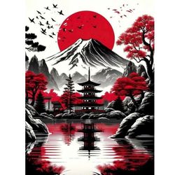 برچسب DTF استیکر حرارتی لباس طرح منظره شرقی