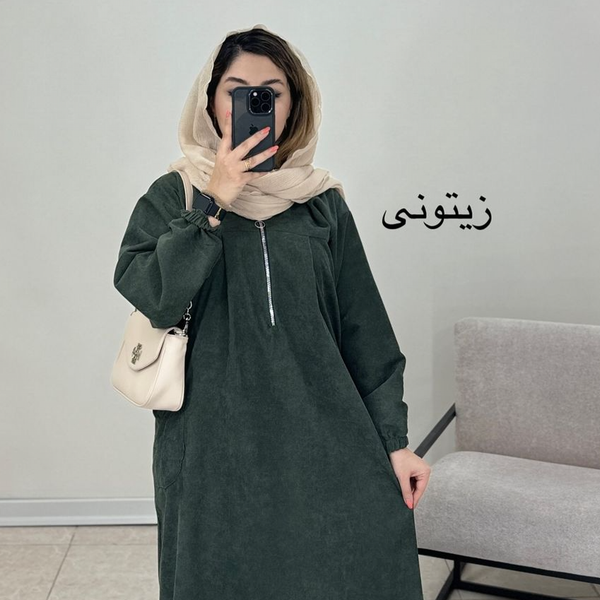 پیراهن عبایی مخمل کبریتی رستا
