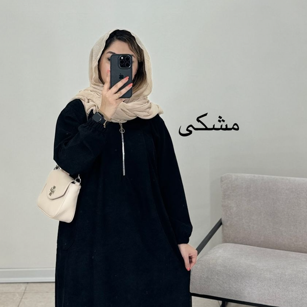پیراهن عبایی مخمل کبریتی رستا