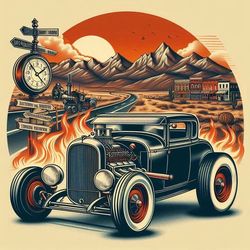 برچسب DTF استیکر حرارتی لباس نمای ماشین کلاسیک