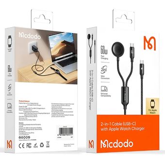 کابل Type-C به Type-C و شارژر اپل واچ مک دودو Mcdodo CA-220 Cable Wireless Charger توان 60 وات