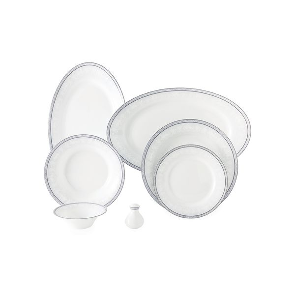 سرویس غذاخوری 35 پارچه چینی زرین ایران سری شهرزاد مدل وایت رز درجه عالی