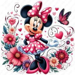 برچسب DTF استیکر حرارتی لباس مینی موس و گلها