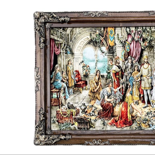 تابلو فرش تاجگذاری سلیمان سایز 100x140