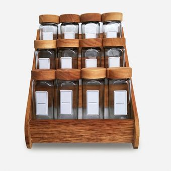 ست جا ادویه 12 پارچه مدل RUBBERWOOD-12 به همراه استند