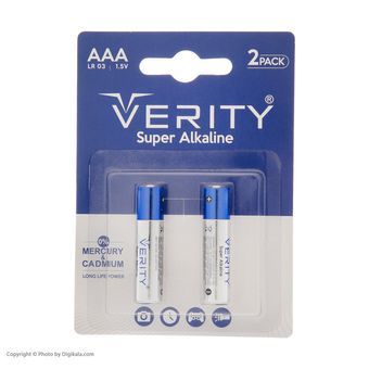 باتری نیم قلمی وریتی مدل LR03-S Super Alkaline بسته دو عددی