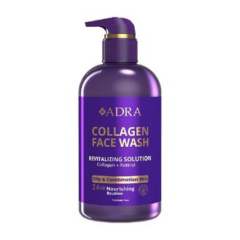 ژل شستشو صورت کلاژن و رتینول آدرا مناسب پوست های چرب حجم 500  میلی لیتر