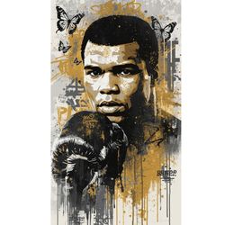 برچسب DTF استیکر حرارتی لباس بوکس محمدعلی کلی