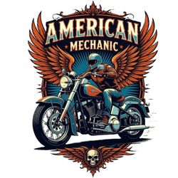 برچسب DTF استیکر حرارتی لباس موتورسوار آمریکایی