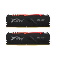 رم کامپیوتر DDR4 دو کاناله 3200 مگاهرتز CL16 کینگستون مدل FURY Beast RGB ظرفیت 32 گیگابایت