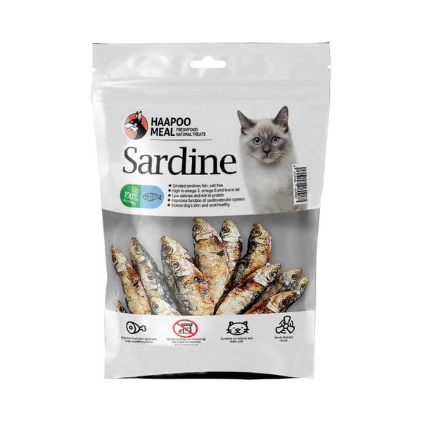تشویقی گربه هاپومیل مدل ماهی ساردین وزن 30 گرم