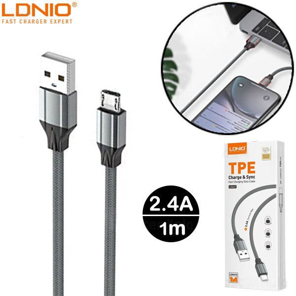 کابل تبدیل USB به microUSB الدینیو مدل LS441 01st طول 1 متر