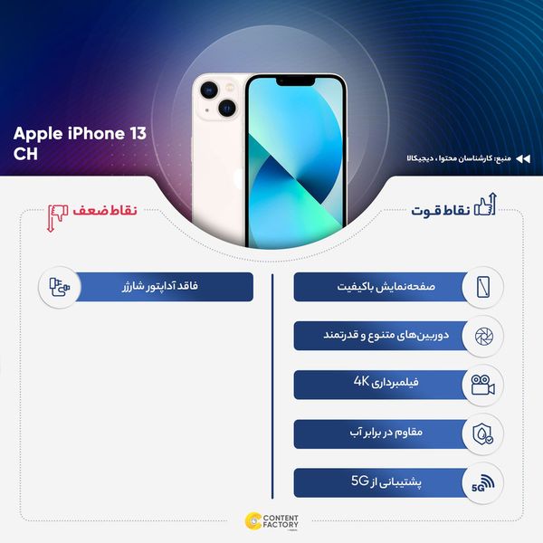 گوشی موبایل اپل مدل iPhone 13 CH دو سیم کارت ظرفیت 128 گیگابایت و رم 4 گیگابایت - نات اکتیو