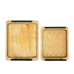 سینی مدل چوبی دسته فلزی کد SN10S مجموعه 2 عددی