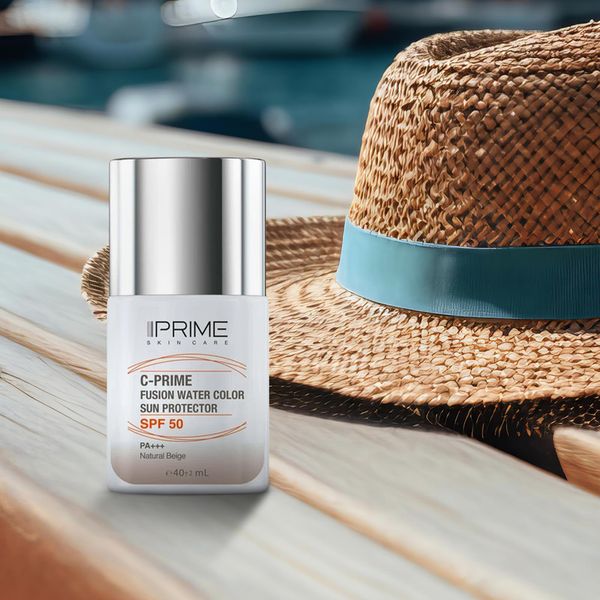 فلوئید ضد آفتاب رنگی پرایم، SPF 50، مدل فیوژن واتر، مناسب انواع پوست با تنالیته متوسط و حجم 40 میلی لیتر، محافظتکننده در برابر