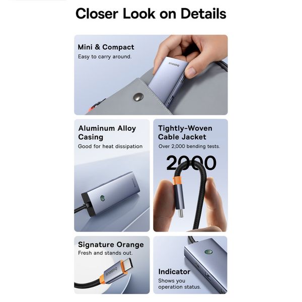 هاب 7 پورت USB-C باسئوس مدل BS-OH159 (گارانتی 24 ماهه آونگ)