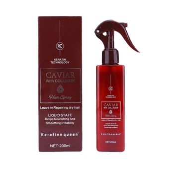 اسپری مو کراتین کوئین مدل خاویار حجم 200 میلی لیتر Keratin Queen Brazil Hair Spray, Caviar Model, Volume l (ضمانت بازگشت وجه)