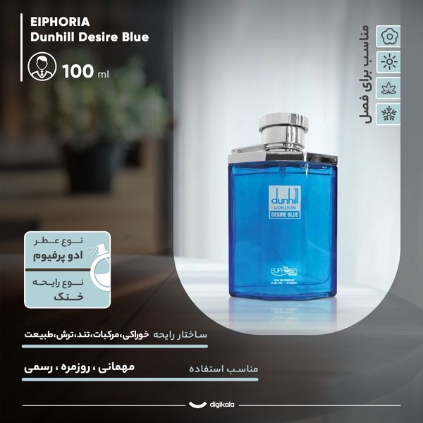 ادو پرفیوم مردانه ایفوریا مدل دانهیل دیزایر بلو حجم 100 میلی لیتر