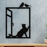 استیکر مدل چوبی گربه و پرنده کد T85