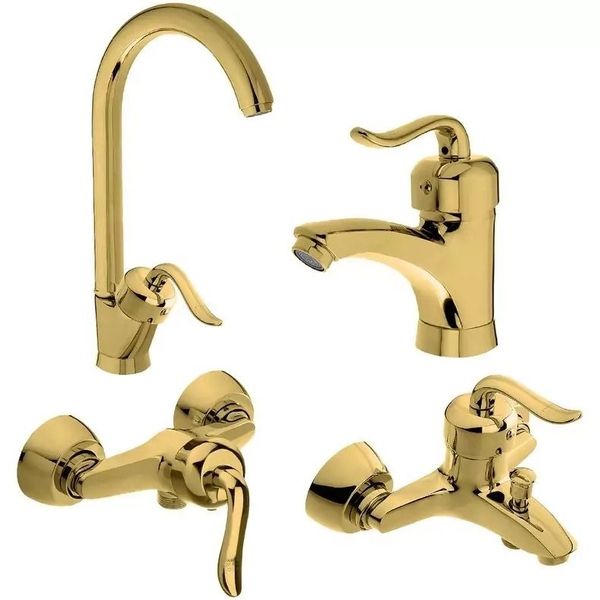 ست شیرآلات 4 تکه مدل قاجاری طلایی علم عصایی (5 سال گارانتی + ارسال رایگان)