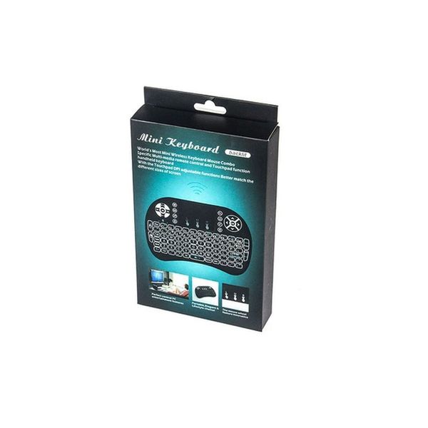 مینی کیبورد بی سیم مدل i8 Backlit، دارای تاچ پد، دارای نورپردازی تک رنگ