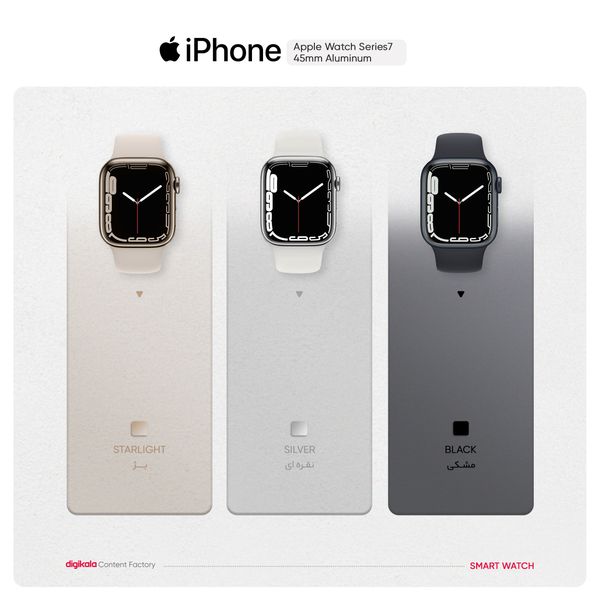 ساعت هوشمند اپل واچ سری 7 مدل 45mm Aluminum Case with Sport silicone Band