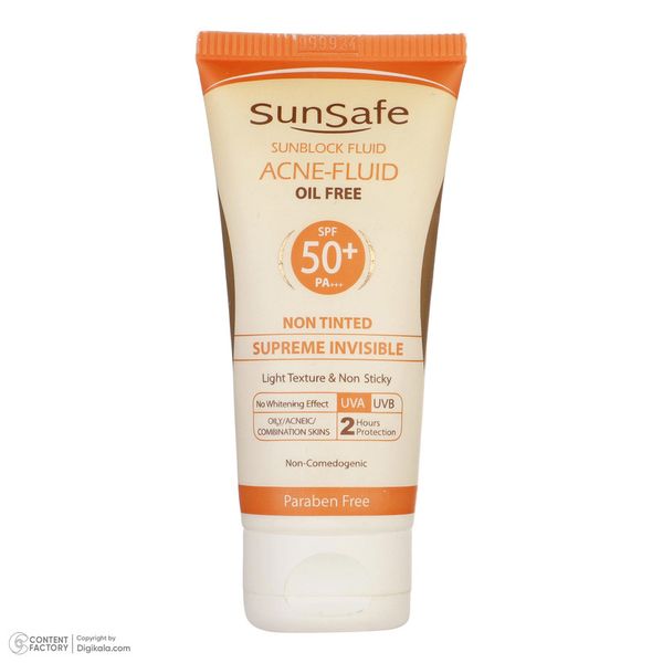 کرم ضدآفتاب بیرنگ سانسیف SPF50 مدل ACNE-FLUID مناسب پوست مختلط، حجم 50 میلیلیتر