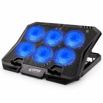 پایه خنک‌کننده لپ‌تاپ لوتوس مدل GF218-BLUE LIGHT دارای شش عدد فن مناسب برای لپ تاپ‌های 14 تا 16 اینچی