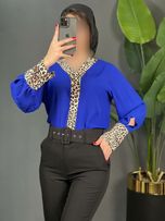 شومیز کرپ آستین پلنگی کد 1456