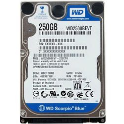 هارد لپ تاپ 2.5 اینچ وسترن دیجیتال مدل Western Digital WD2500BEVT  ظرفیت 250 گیگابایت