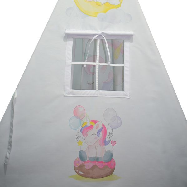 چادر بازی کودک مدل سرخپوستی طرح تکشاخ PT515 به همراه کوسن