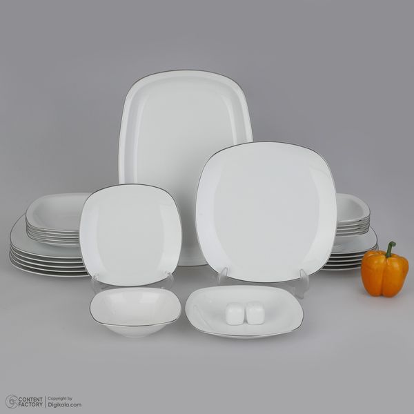 سرویس چینی 27 پارچه غذاخوری چینی زرین ایران سری کواترو مدل سمن درجه عالی