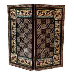 شطرنج و تخته نرد مدل چاپی کد 506 با مهره و تاس چوبی