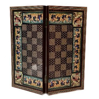 شطرنج و تخته نرد مدل چاپی کد 506 با مهره و تاس چوبی