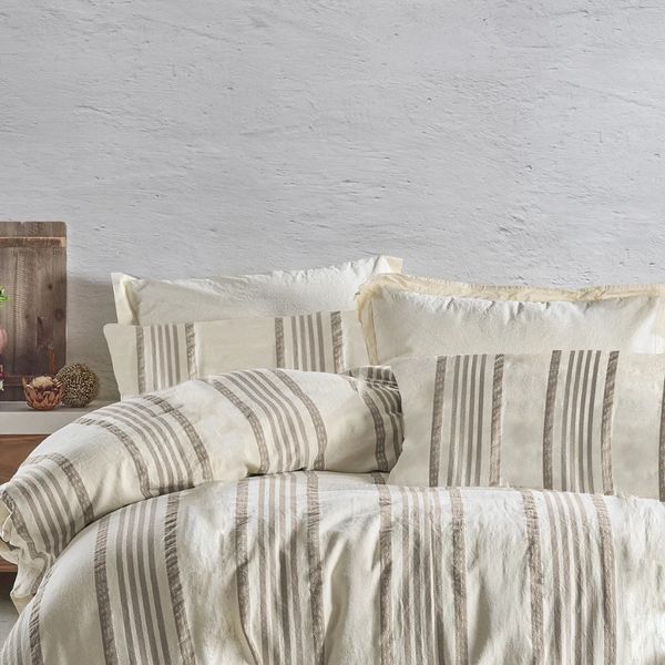 ست روتختی کاوری چهار تکه نچرال برند شاهسر ترکیه مدل NIDUS (آجری، طوسی، سبز، بژ)