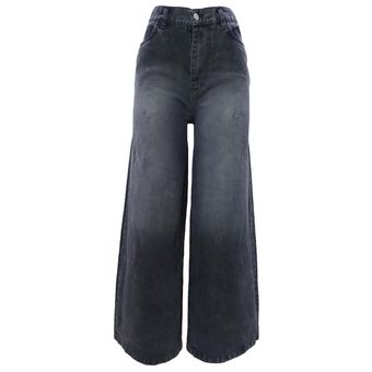 شلوار جین بگ زنانه کد 20117 رنگ زغالی