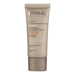 کرم ضد آفتاب و ضد چروک بی رنگ پرایم مدل Matex Colorless SPF50 مناسب انواع پوست حجم 40 میلی لیتر