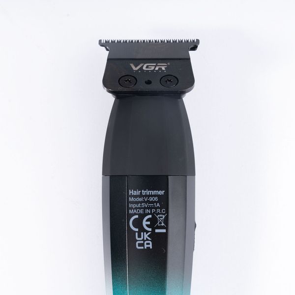 ماشین اصلاح موی سر و صورت وی جی ار مدل V-906، اصلاح به صورت صفر زن، خط زن، منبع انرژی باتری، تکنولوژی اصلاح به صورت تریمر، مدت ز