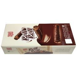 ویفر رول با مغزی کاکائو و روکش کاکائو نادری - 20 گرم بسته 12 عددی